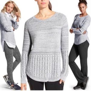NWOT Athleta Borealis Knit Sweater - Merino Wool Blend - Heather Gray - Size S